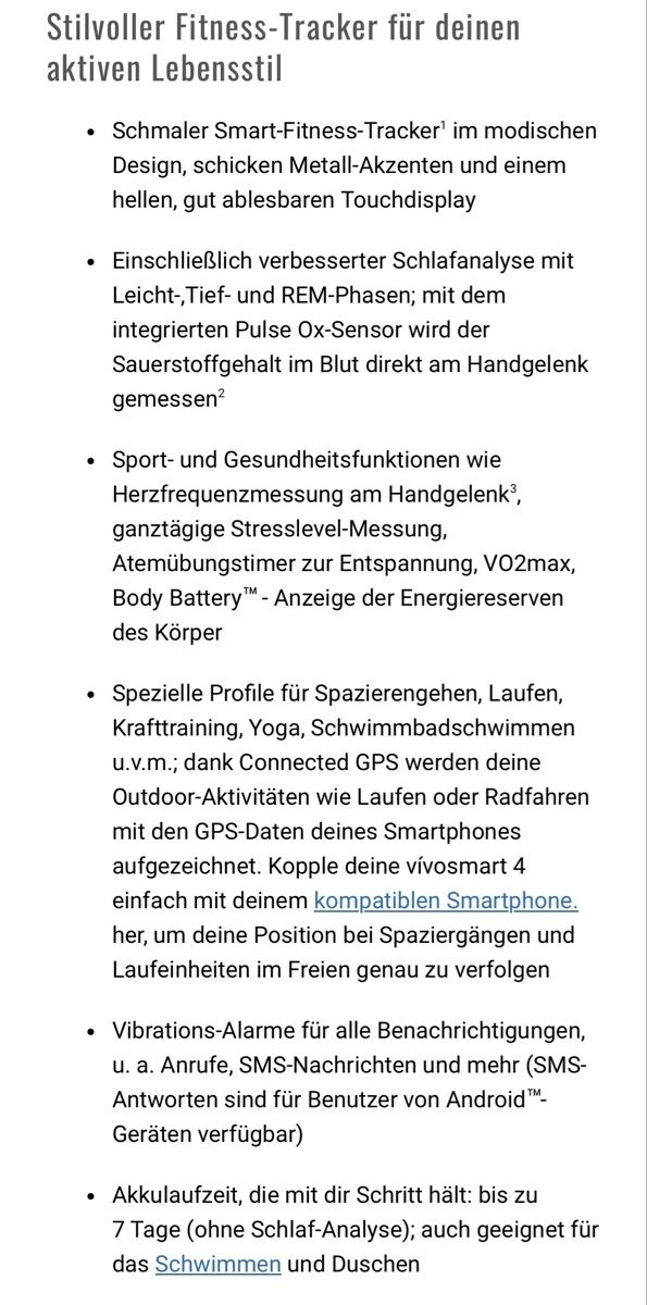 Garmin Smartwatch: Garmin Vivosmart 4 – Nuovo e nell'imballaggio originale da Rümlang venduto da resale35 1