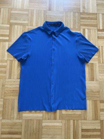 Herren Kurzarmhemd blau Grösse M
