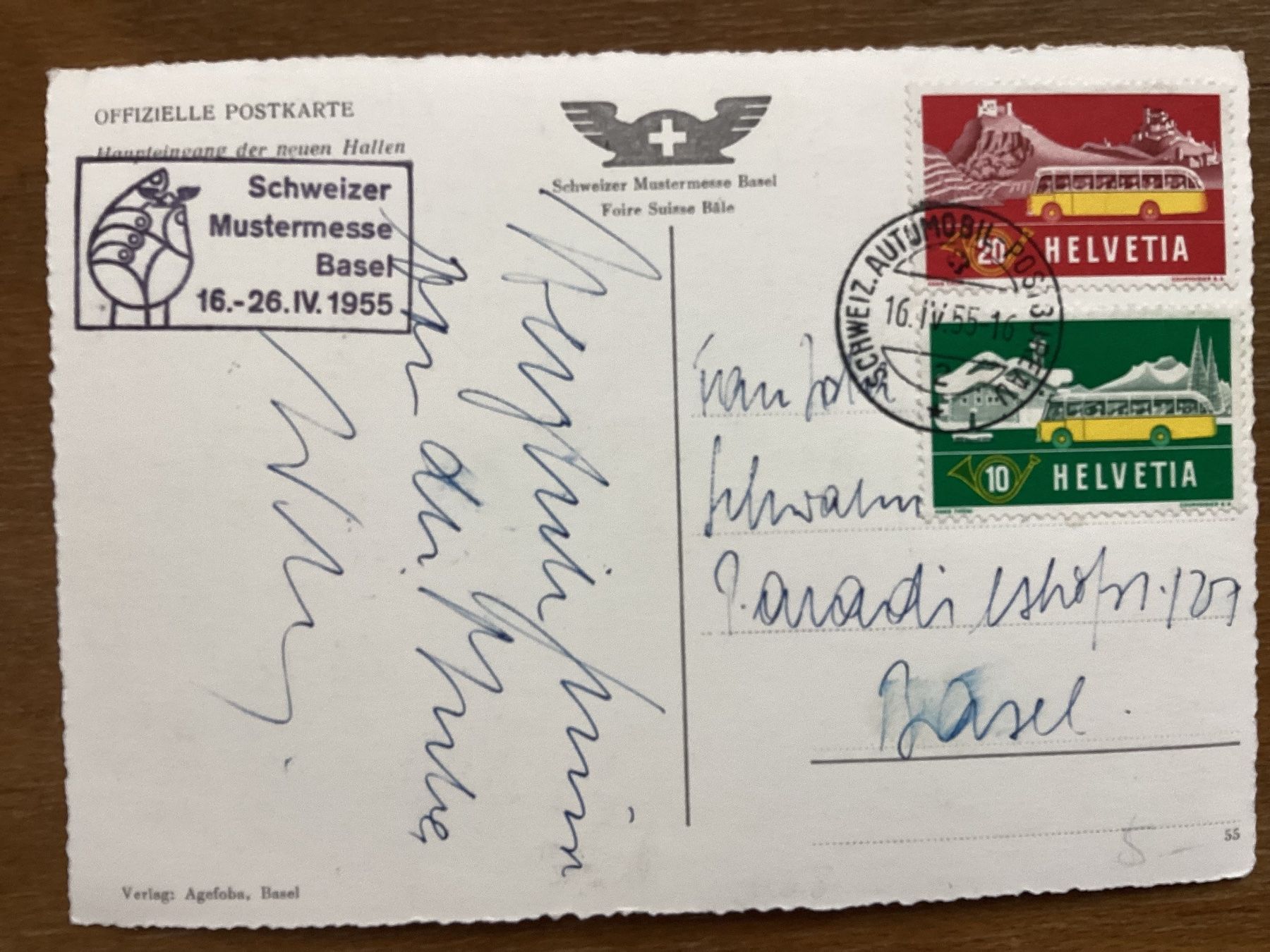 Cartoline postali: AK Basel Mustermesse 1955 – Usato da Zürich venduto da tol_b7c7 1