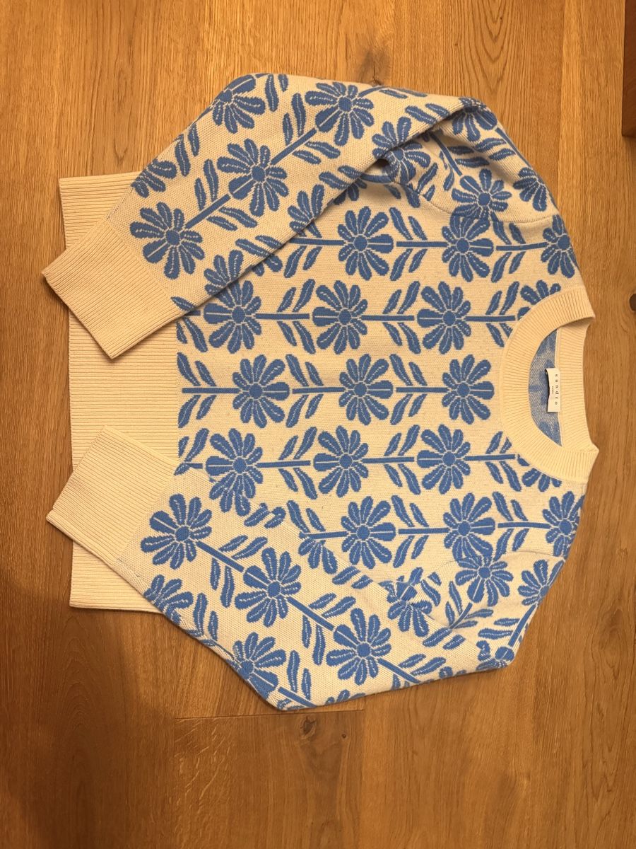 Sandro Pullover & Sweatshirts: Pullover floral Sandro size 2 woool cachemire beige/bleu – Neu (gemäss Beschreibung) aus Männedorf von iza04 4