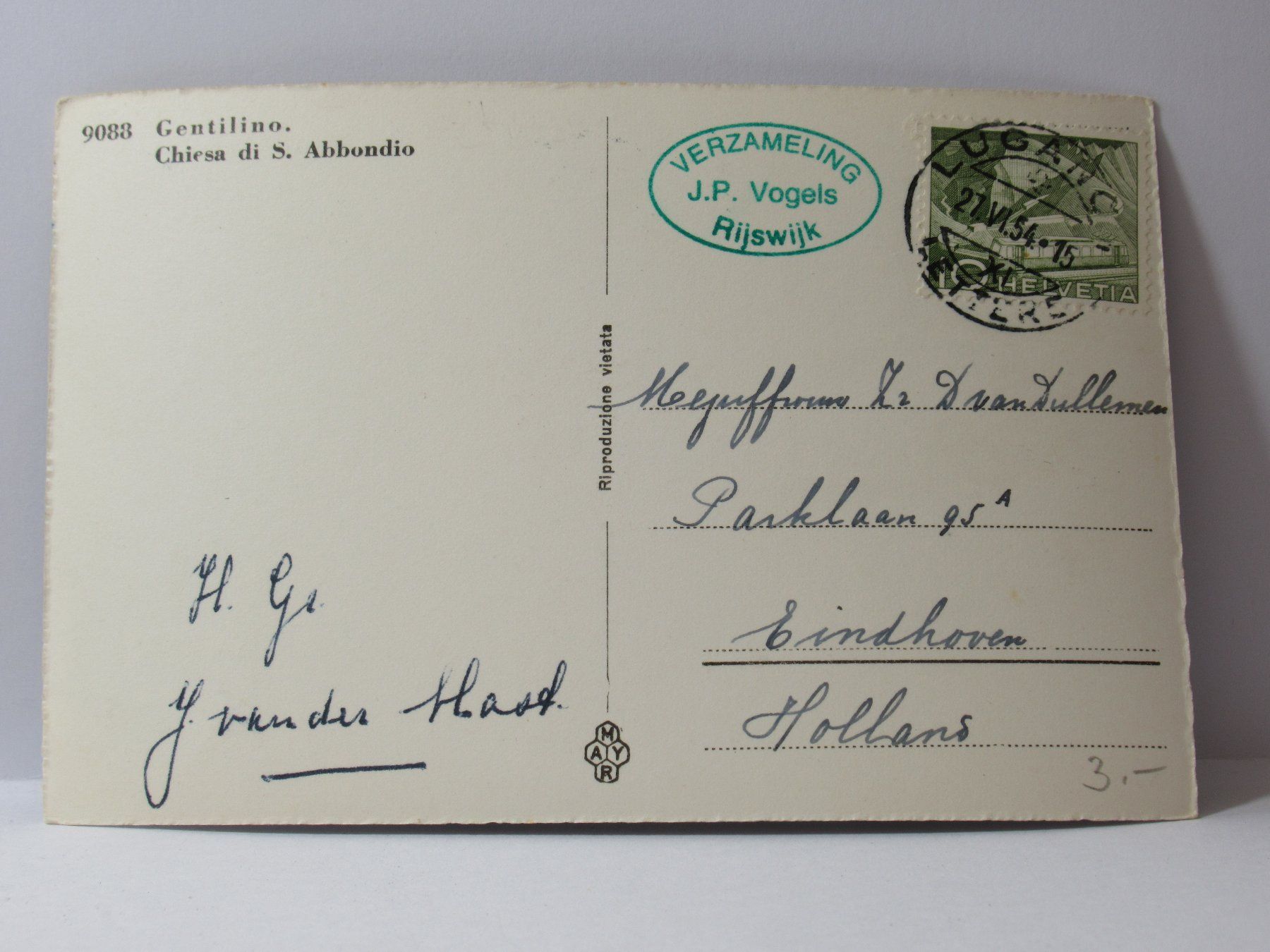 Cartoline postali: Gentilino , Chisa di S. Abbondio 1954 – Usato da Grenchen venduto da Bluemchen1900 1