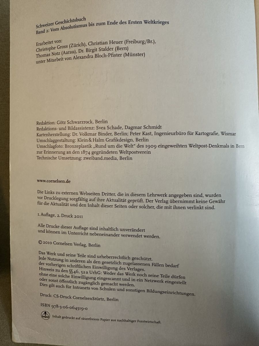Libri: Schweizer Geschichtsbuch 2 Cornelsen gebrauchter Zustand – Usato da Dietlikon venduto da nad_rxx7 2