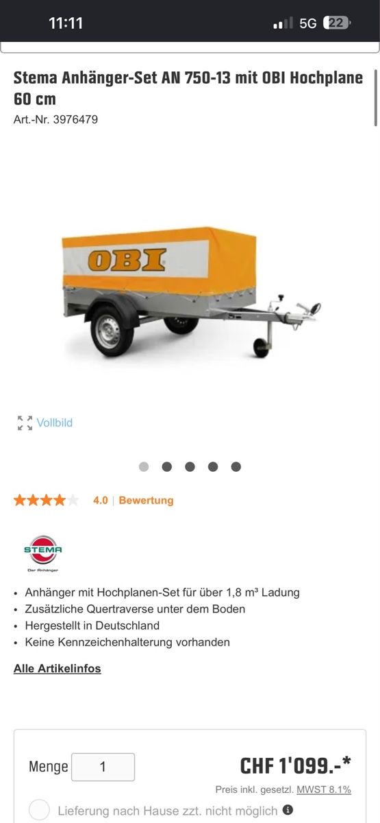 Anhänger: Rimorchio – Gebraucht aus Osogna von mir_8wl9