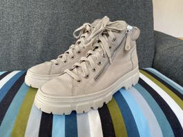 Paul Green Damen Schnürstiefel Leder beige Grösse 38