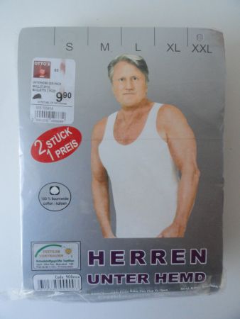 Herren Unterhemd XXL, grau, Baumwolle, 2 Stück, neu