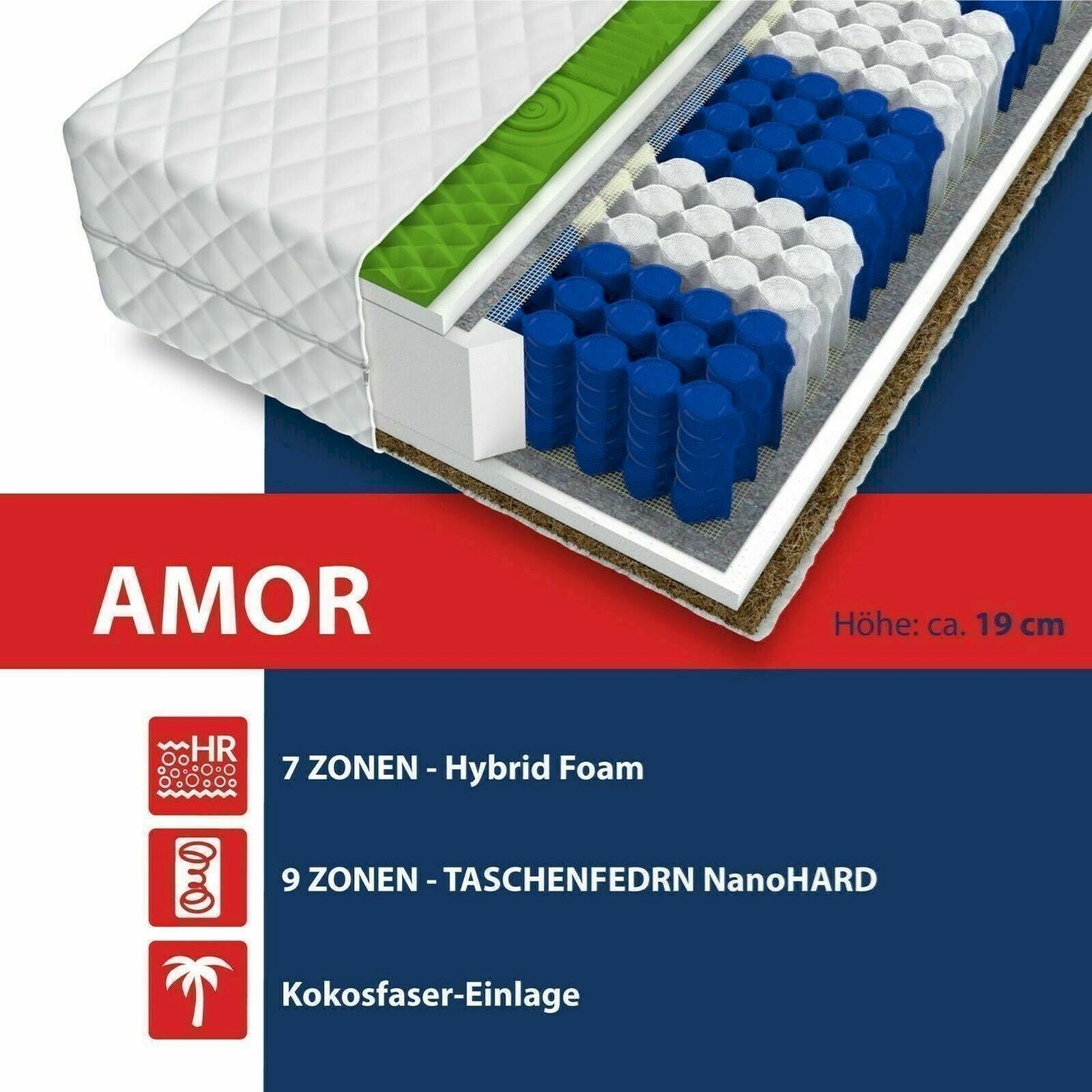 Materassi: FDM AMOR-180-200 Matratze 180x200 – Nuovo e nell'imballaggio originale da Bottighofen venduto da zaap 3