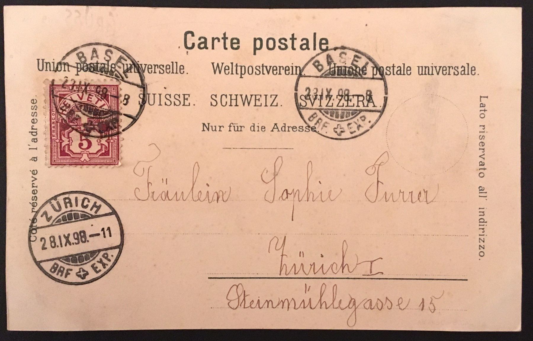 Cartoline postali: Gruss aus Basel 1898 – Usato da Kreuzlingen venduto da Rschweiz1 1