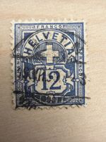 Briefmarke Helvetia 12 Rappen blau gestempelt