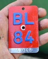 Velonummer BL 84 von Basel
