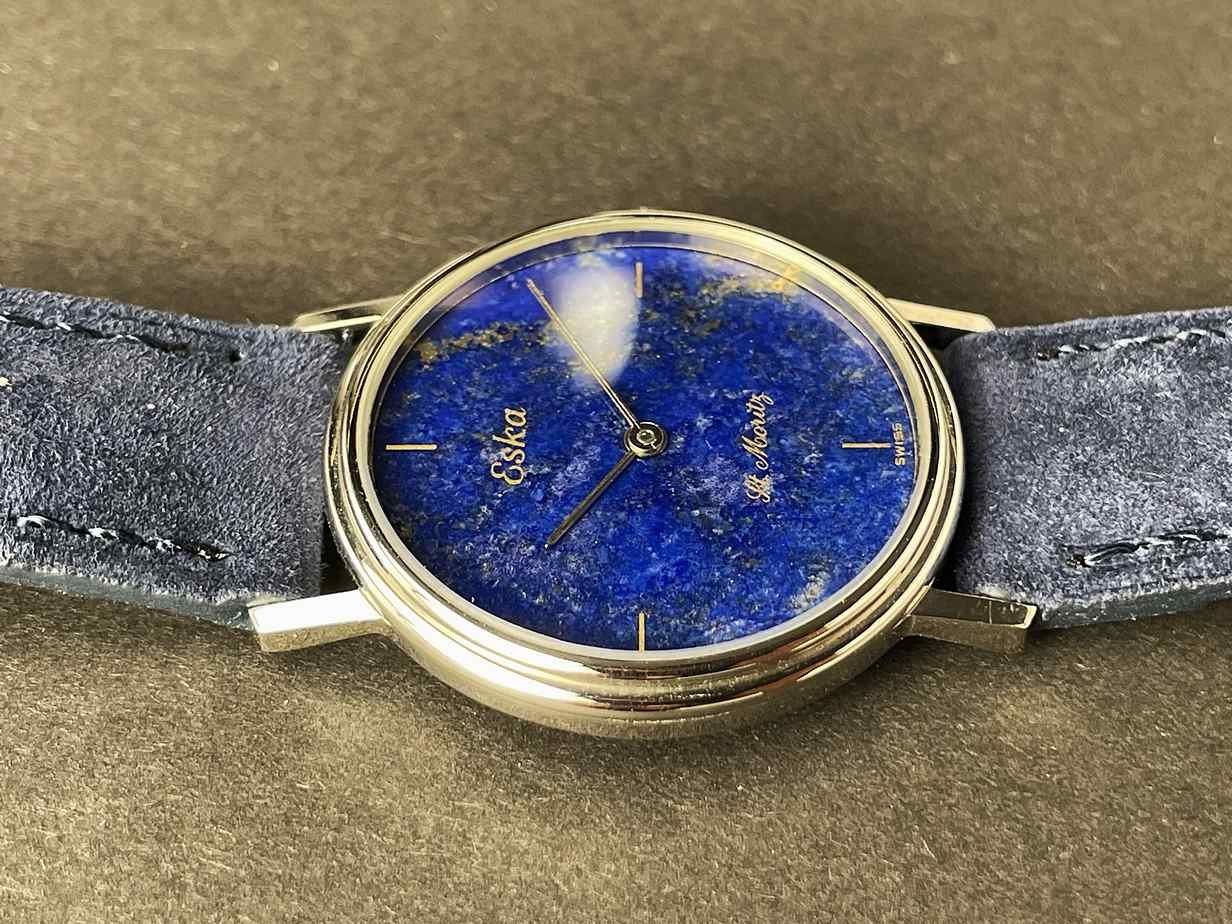 Orologi: ESKA St. Moritz vintage ultra thin lapis lazuli "night sky" – Usato da Luzern venduto da ChronoScope6004 8