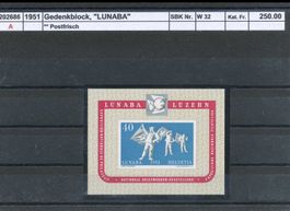1951 Gedenkblock "LUNABA", ** postfrisch