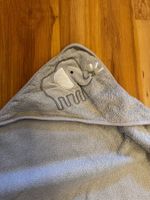 Baby-Badetuch grau/grün mit Elefantenmotiv