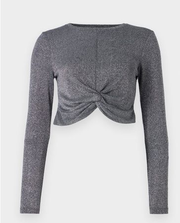 ONLY Langarmshirt kurz silber, Grösse L