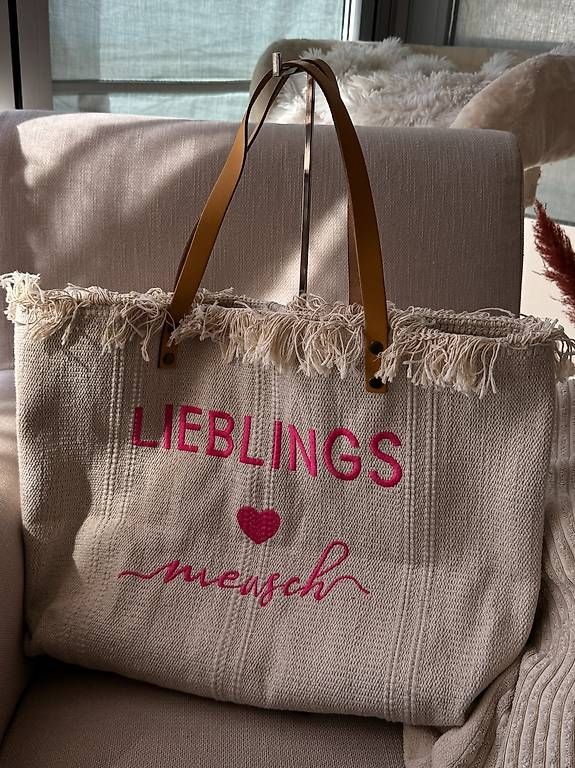 Borse: Shopper-Tasche Baumwolle-Leder beige-pink – Nuovo (secondo la descrizione) da Muttenz venduto da einfach-schoen