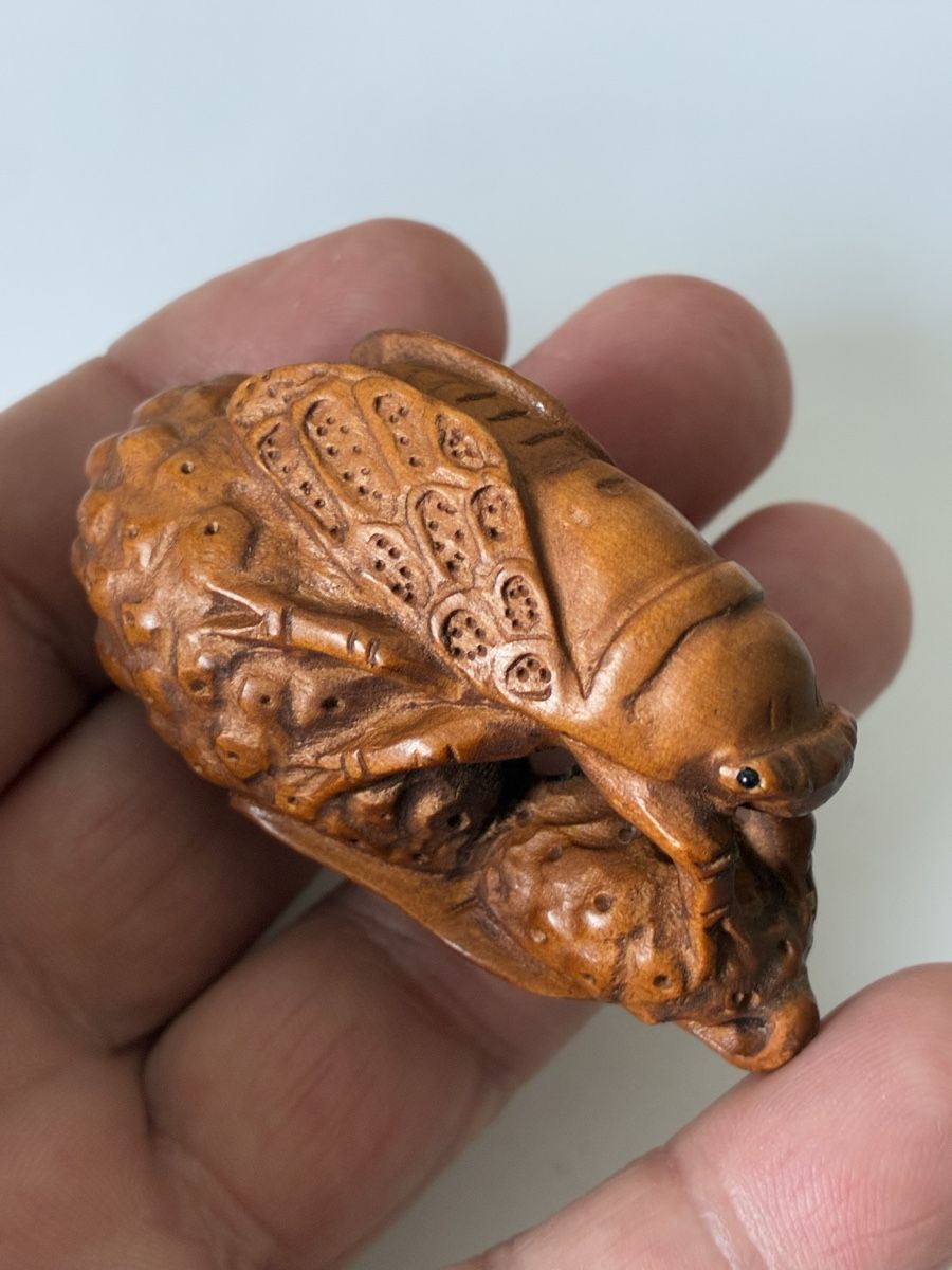 Statuette: Japon netsuke en bois de buis objet traditionnel – Usato da St-Aubin-Sauges venduto da asianart 6