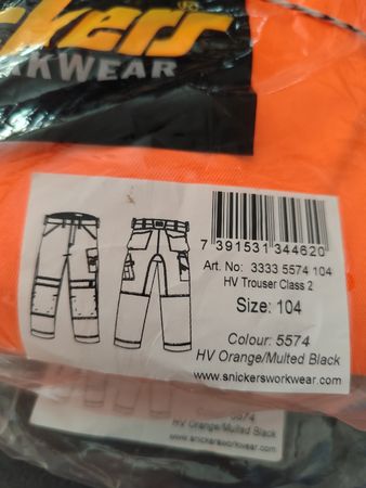 Arbeitshose Snickers HV Trouser Class 2 orange Gr. 104 neu