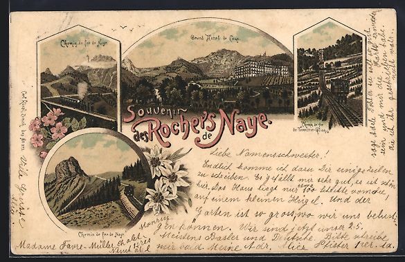 Cartoline postali: Litho Rochers de Naye, Chemin de fer Nay – Usato da Berlin venduto da bartko-reher