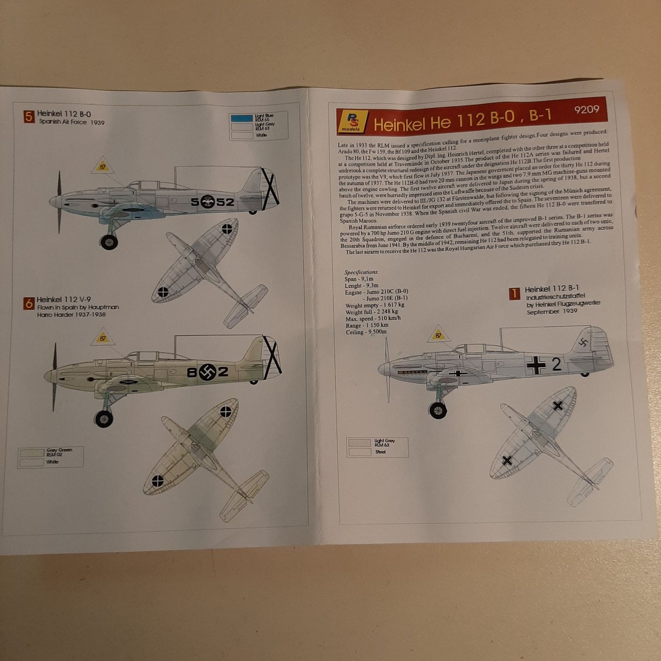 Heinkel Kit di modellismo & Modellini statici: 2425 ... Heinkel He 112 B ... RS 9209 – Nuovo (secondo la descrizione) da Bonstetten venduto da Benibanny59 2