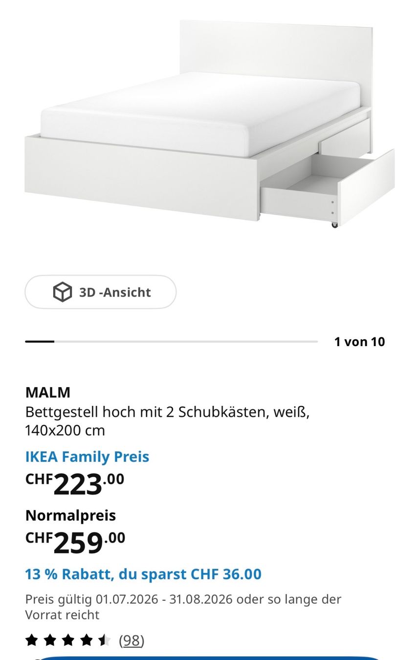 Ikea Lits: Ikea Bett Malm – D'occasion à St. Gallenkappel par Donmarcelo 4