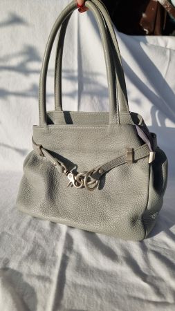 Schicke Ledertasche Grau  Top Zustand Vintage