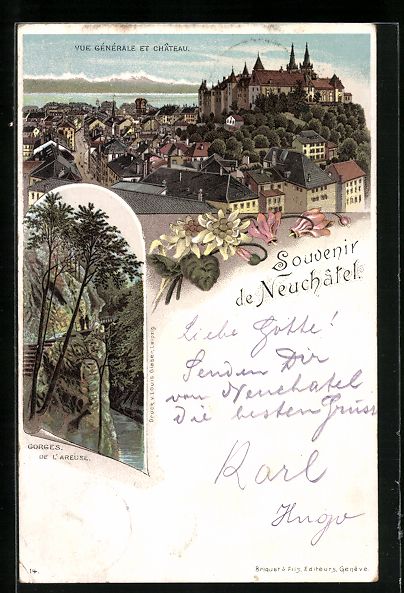 Cartoline postali: Vorläufer-Lithographie Neuchâtel, 1895 – Usato da Berlin venduto da bartko-reher