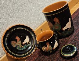 Sammel-Kunsthandwerk,altes Keramik-Set(4-teilig)um 1960