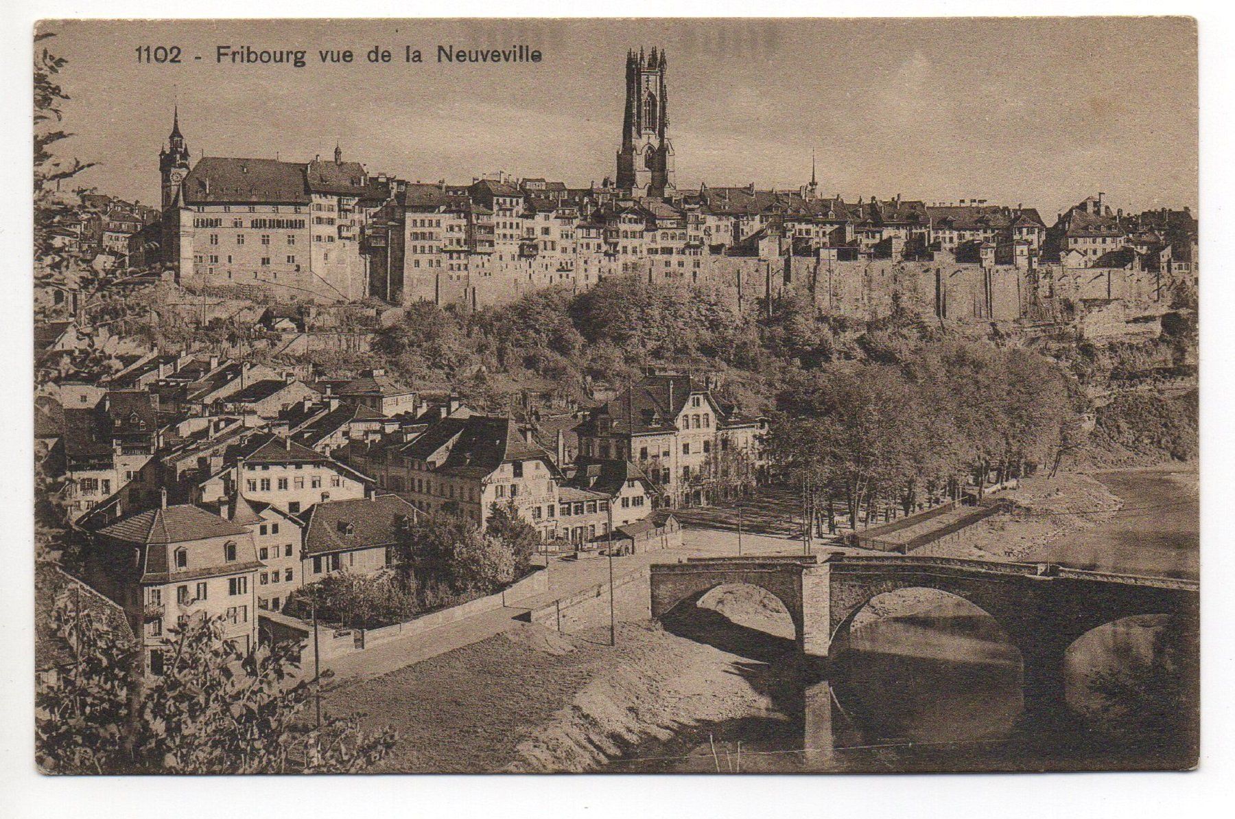Cartoline postali: FRIBOURG vue de la Neuveville – Usato da Jona venduto da philajona