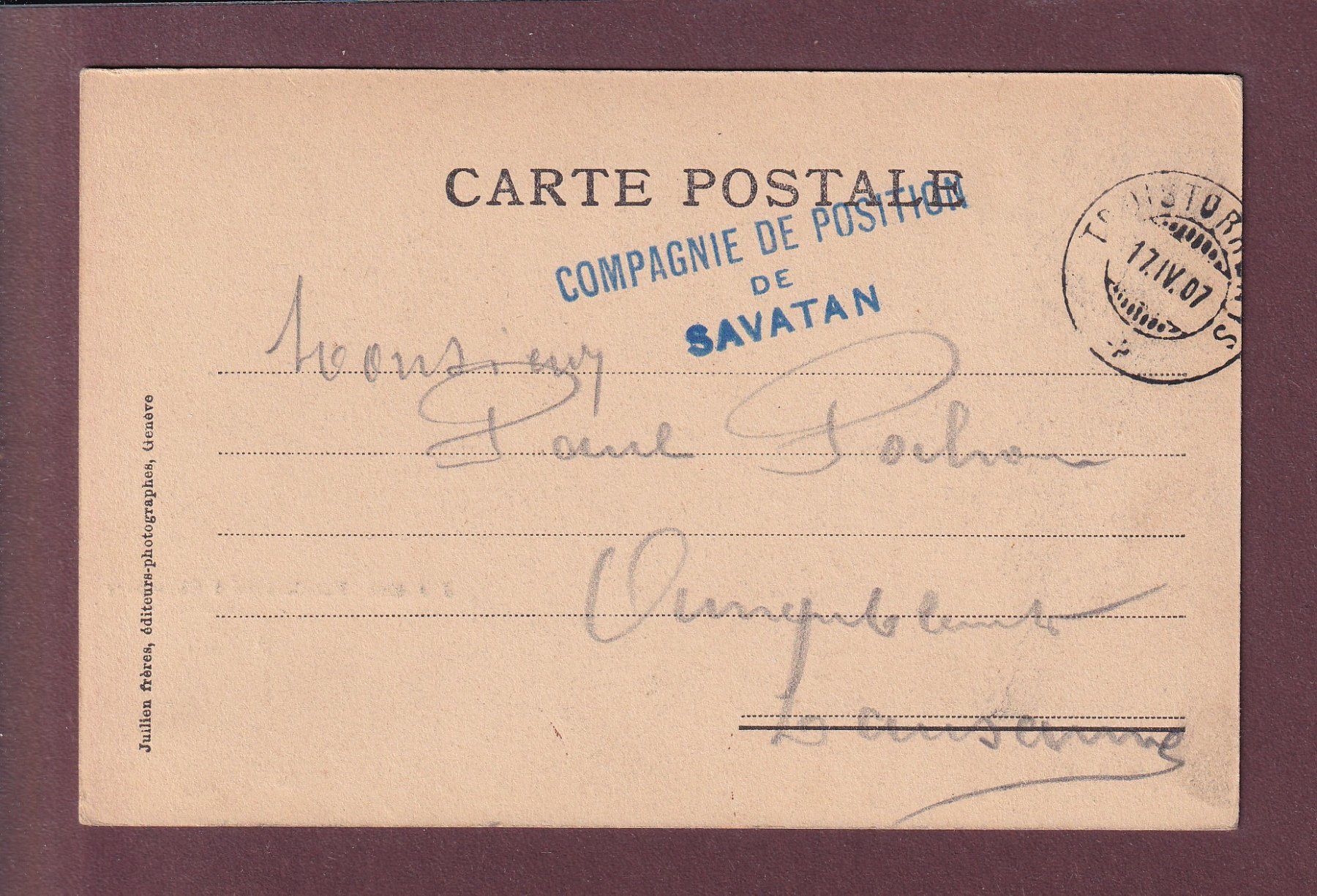 Cartes postales: Faucheuses à CHAMPERY - 1907 Feldpost – D'occasion à Pully par nicecards 1