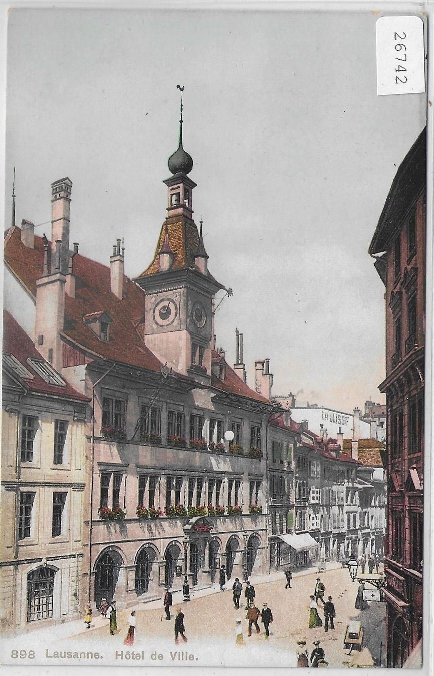 Cartes postales: Lausanne - Hotel de Ville - Litho – D'occasion à Ettingen par Kartenplanet