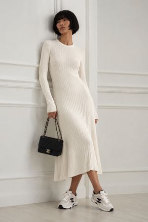Knitted Dress Long Sleeve A-Line Midi Size M New