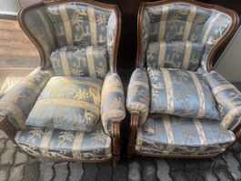 Paire de fauteuils Bergères à oreilles - Style Louis XV-