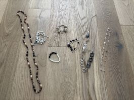 Modeschmuck Set, 3 Halsketten und 4 Armbänder