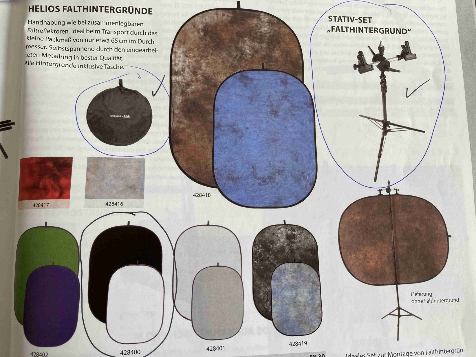 Altri Accessori: Helios Falthintergrund schwarz/weiss mit Stativ Set – Usato da Düdingen venduto da dandd