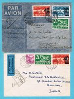 2 Luftpostbriefe 30er Jahre nach Singapore+Indien. Ab Fr.1!