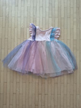 Kleid Kinder Tüll Regenbogenfarben Grösse 62 - 68