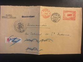 Brief mit Stempel u.Marke, 1944 Einschreiben, Bundeshaus