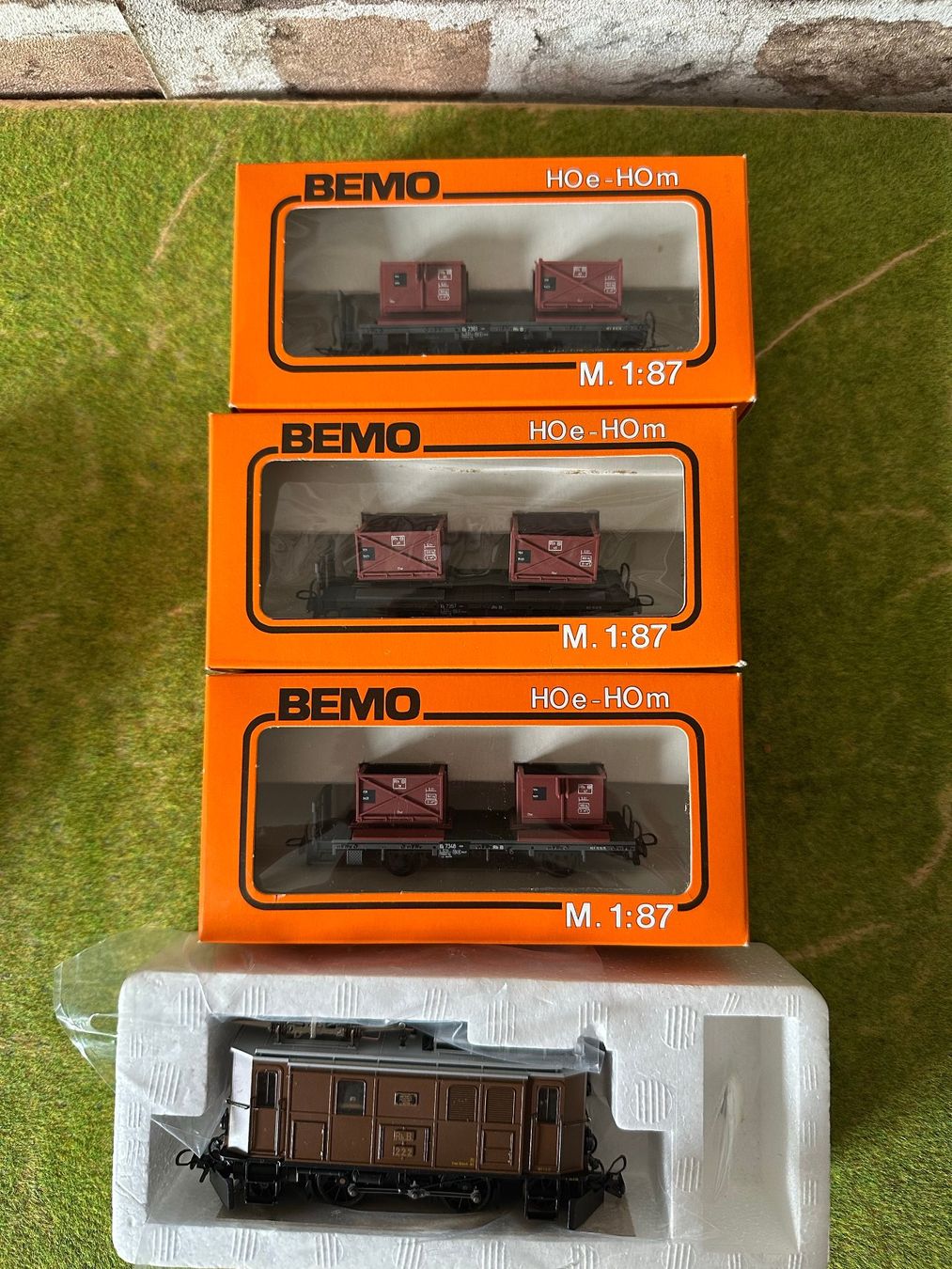 Bemo Modellini di ferrovie: Bemo RhB Kieswagen Zug – Nuovo (secondo la descrizione) da Pfaffnau venduto da Rex2603