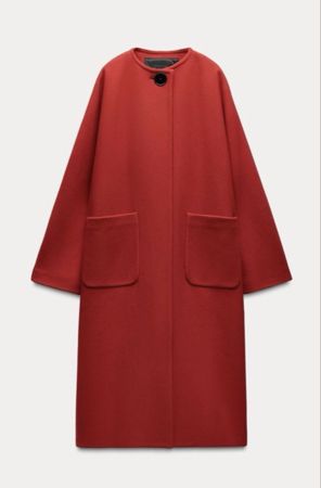 Eleganter roter Wollmantel, S, 75 % Wolle