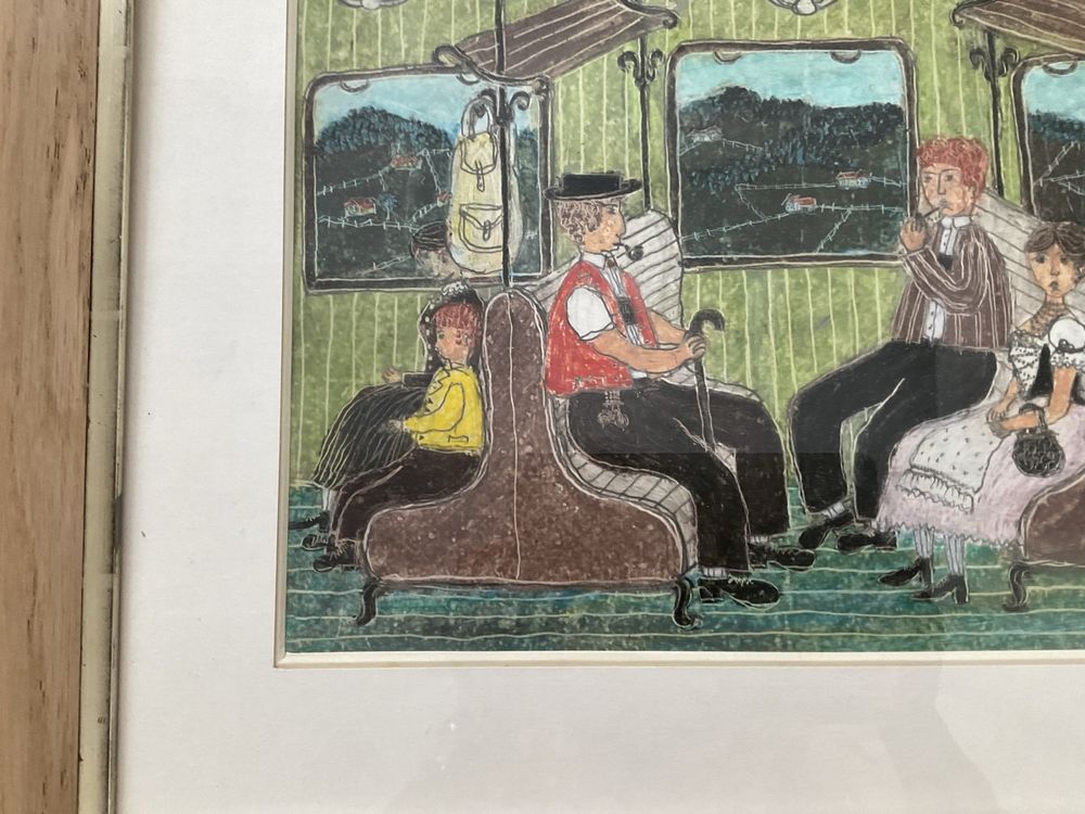 Verena Broger "Im Zug", signiert 1971, im Rahmen unter Glas | Kaufen ...