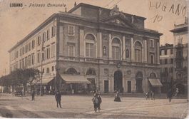 AK Lugano - Palazzo Comunale, animata 1911