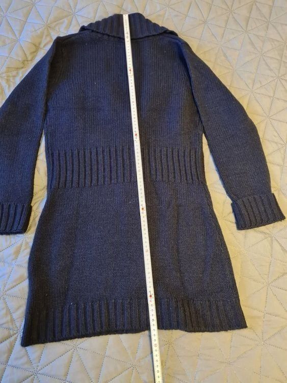 Lange Strickjacke Damen Grobstrick - Vintage Cardigan Mit 3D Blumenprint