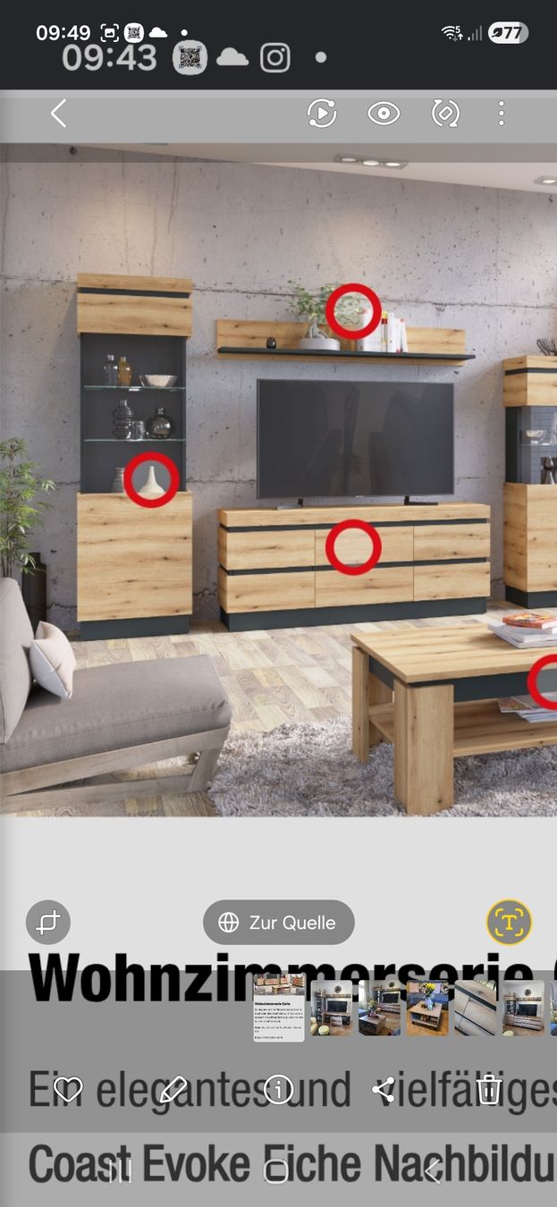 Mobili TV: Wohnzimmerset Eiche/Schwarz – Usato da Kreuzlingen venduto da JP_1308