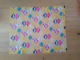 Vintage Stoff 60er Jahre Baumwolle gelb Muster 0.95 x 1.16 m