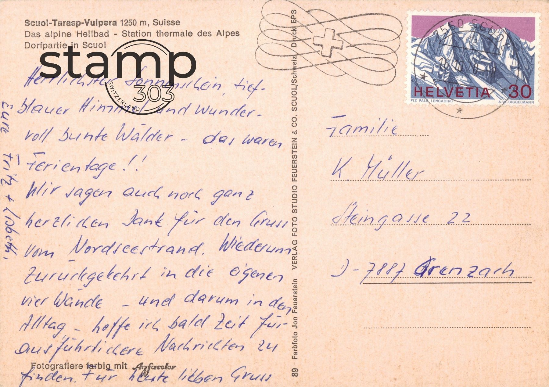 Cartoline postali: 1970 AK Scuol-Tarasp-Vulpera – Usato da Eggersriet venduto da stamp303 1
