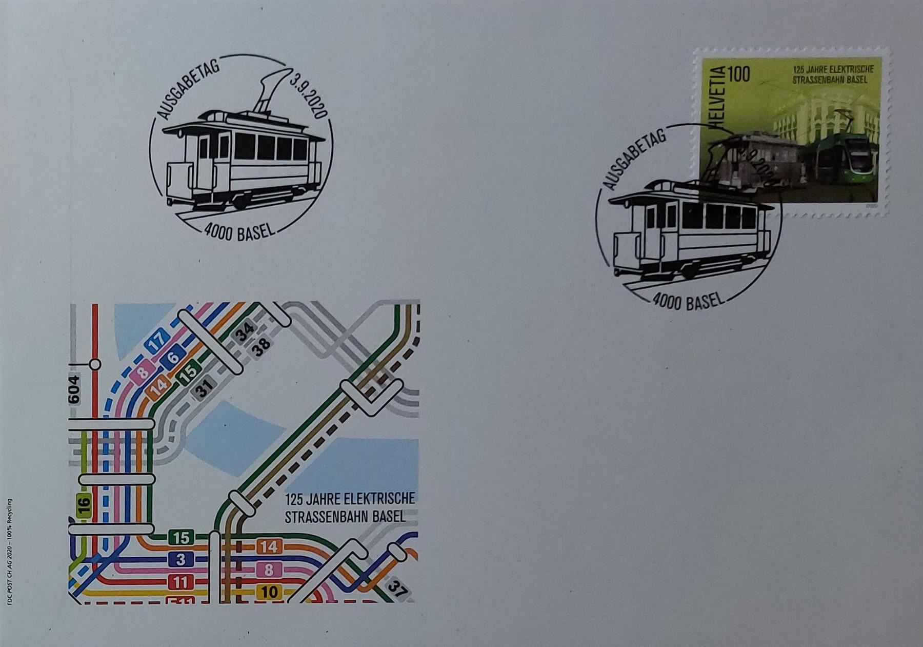 Tutti i francobolli: F1795 - FDC 125 ans tramway Bâle – Usato da Trélex venduto da Phil_Albert