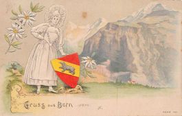 Gruss aus Bern, Prägekarte, gelaufen 1905