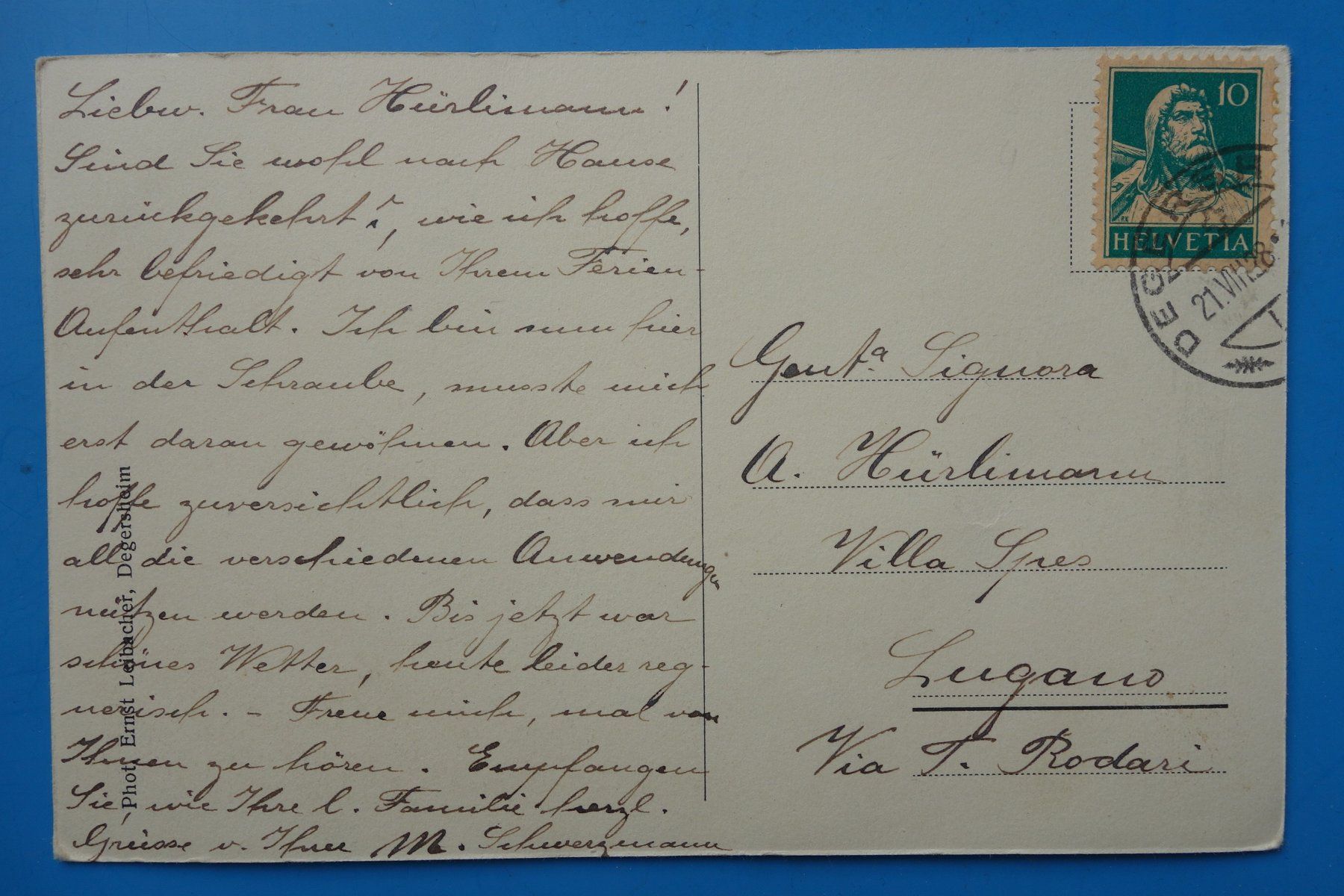 Cartoline postali: DEGERSHEIM  mit Säntis - verschickt 1928 – Usato da Ibach venduto da Ibanto 1