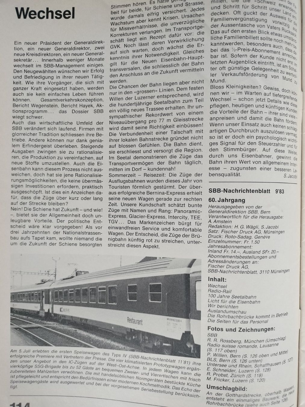Riviste & Magazine: SBB CFF FFS Nachrichtenblatt von 1983 – Usato da Schwanden Sigrisw venduto da pho_2mc9 1