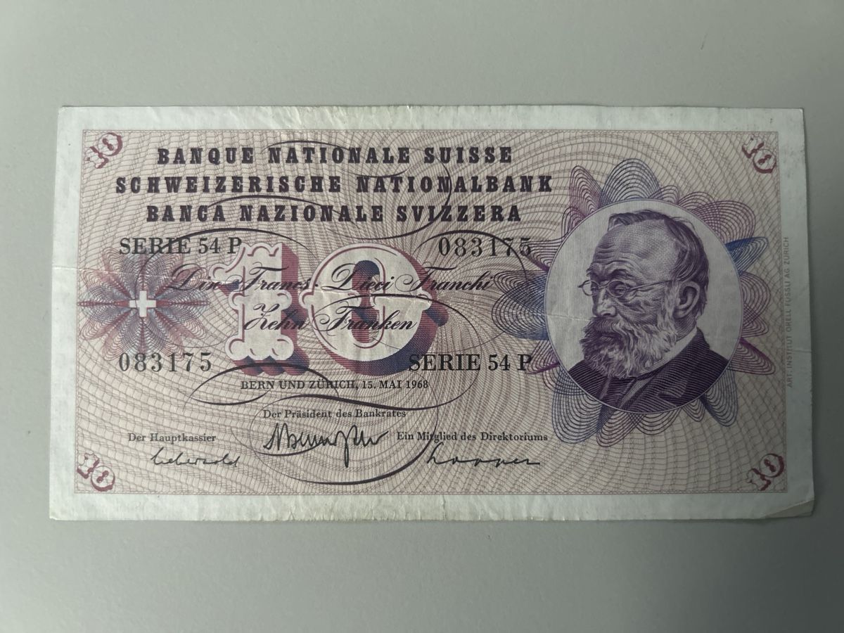 Billets de banque: 10 Franken  CH-Banknote 1968 – D'occasion à Sattel par usch6417