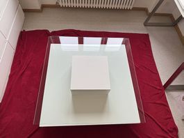 Couchtisch Weiss Hochglanz mit Glasplatte